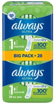 Obrázek produktu pro vždy Ultra Normal hygienické vložky 1 ve velkém balení ochrana proti úniku 26 kusů