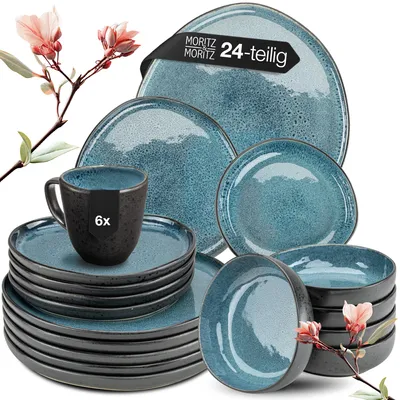Produktbild von Moritz & Moritz ORGANIC 24 tlg. reaktiv Blau Geschirrset