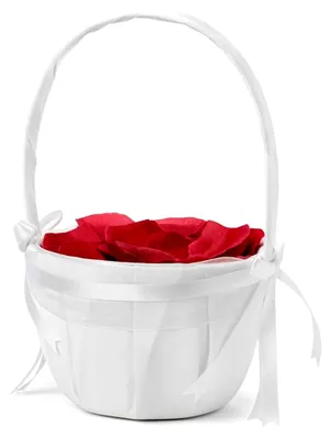 Produktbild von Blumenmädchen Korb mit Henkel aus Satinstoff 15x26cm weiß