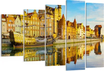 Produktbild von Bild auf Leinwand - Leinwandbild - Schiff Fluss Architektur Geschichte - 150x100cm - Wand Bild - Wanddeko - Leinwanddruck - Bilder - Kunstdruck - Leinwand bilder - Wandkunst - EG150x100-3202