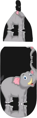 Produktbild von Wickeltaschen-Set für Neugeborene mit Cartoon-Elefant und Kapuze, geeignet für Babys von 0 bis 6 Monaten