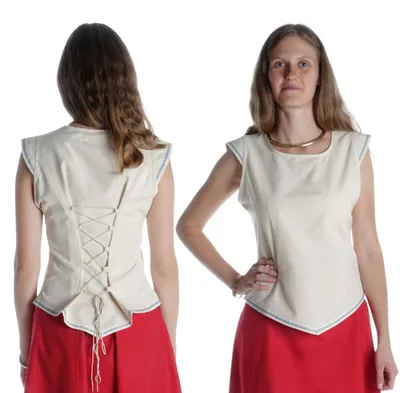 Productafbeelding van HEMAD Middeleeuwse damesblouse, 100% katoen, model: Neifile, beige, maat XL