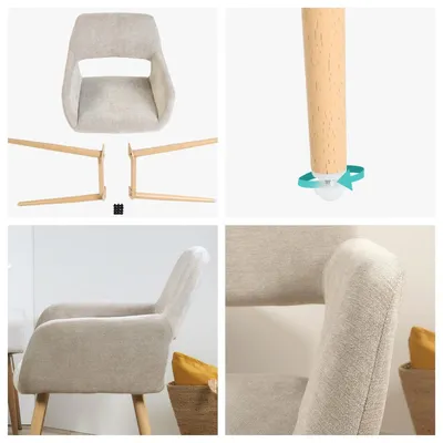 Image de Chaise de salle à manger scandinave - Chaise - Fauteuil - Chaise de cuisine - Fauteuil de salon - Lot de 6, couleur beige