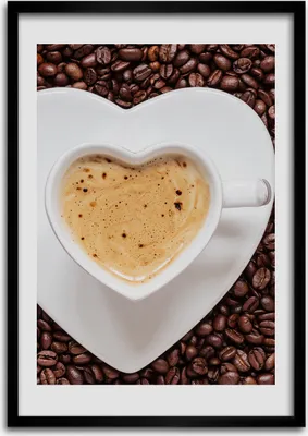 Produktbild von Bild - Bilderrahmen - 50 cm x 70 cm - MDF - Rahmen - Wandkunst Eine Tasse Kaffee