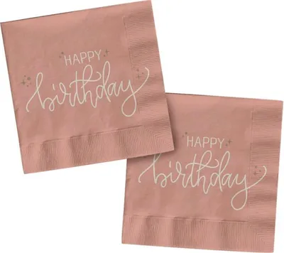 Produktbild von 20 Servietten Happy Birthday Creme Rose