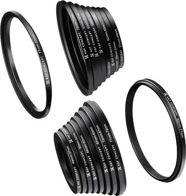 Zdjęcie produktu dla 18-częściowy zestaw adapterów filtrów do aparatu z pierścieniami zwiększającymi/zmniejszającymi 37-82 mm Canon Nikon Sony