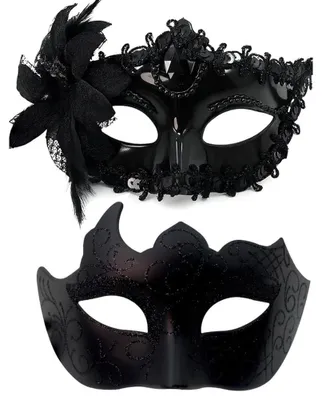 Maskenpaar für Maskenbälle, venezianisch, Spitze, schwarz