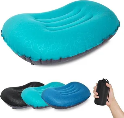 Produktbild von Unyqoos® ultraleichtes, wasserdichtes aufblasbares Reisekissen – ergonomische Nacken‑ und Kopfstütze, 90 g, kompakt mit Schnellventil & Aufbewahrungstasche