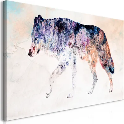 Zdjęcie produktu dla Fototapeta mega XXXL zwierzęta 250x125 cm jednoczęściowa w formacie XXL do samodzielnego montażu wydruki na płótnie nowoczesne obrazy DIY dekoracja ścienna dekoracja domu abstrakcyjny wilk jak malowany g-A-0248-ak-e