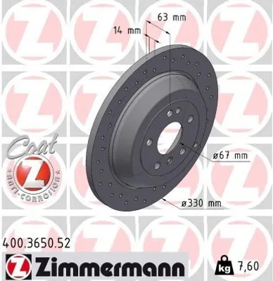 Produktbild von 2x ZIMMERMANN Bremsscheibe 400.3650.52 passend für MERCEDES-BENZ M-Klasse (W164)