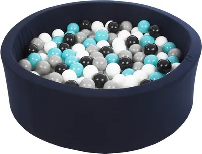 Produktbild von Bällebad Spielplatz + 300 marineblaue Bälle schwarz, weiß, grau, türkis