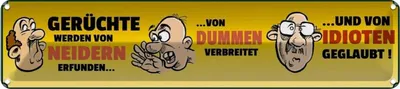Produktbild von vianmo Blechschild 10x46 cm Gerüchte von Neidern erfunden Spruch Zitat