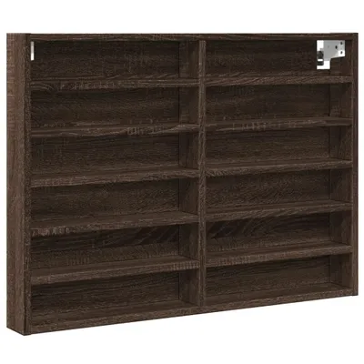 Image de vidaXL Armoire vitrine marron imitation chêne 80x8,5x58 cm Matériau dérivé du bois