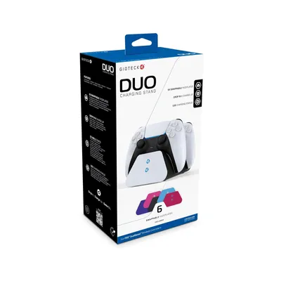 Obrázok produktu pre Gioteck Duo, PlayStation 5, Nabíjací stojan, Čierna, Biela, Kábel, Sony, 1 kusov