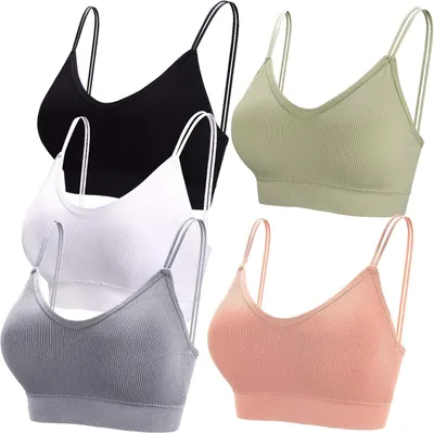 Productafbeelding van Set van 5 dames bralettes met V-hals en afneembare pads