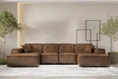 Produktbild von Wohnlandschaft Sofa U-Form CESINA in Stoff Gobi (Vintage Look) Braun