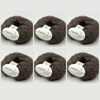 Imagen del producto de 6 ovillos de hilo Nanna de Permin – Hilo sin teñir en tonos naturales de alpaca (alpaca, algodón, lana merino) (03 marrón)