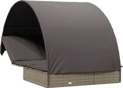 Immagine prodotto di lettino 2 persone con tetto grigio 211x112x140 in poly rattan