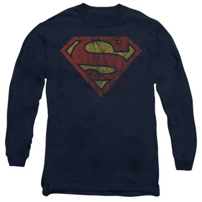 Image de Superman - T-shirt manches longues, modèle unie, pour hommes et femmes, référence TV36554 (Taille L), couleur marine
