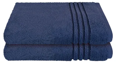 Produktbild von SCHIESSER Duschtuchset Milano | Einfarbig | 2-teilig | 100% Baumwolle | Weich & Saugstark | 70x140 cm | Dunkelblau