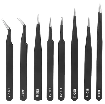 Produktbild von 8-teiliges Pinzetten-Edelstahl-Schräg-Professionelles pneumatisches Präzises-Set ESD-10-17