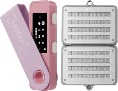 Produktbild von Ledger Nano S Plus Pastellrosa + Ellipal Seed Phrase Steel – Hardware-Wallet-Bundle – Bluetooth – Seed Phrase-Speicher – Offline-Schutz für Krypto