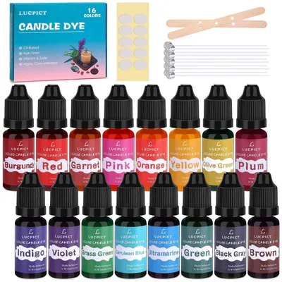 Image de Kit de colorants liquides pour bougies – 16 couleurs, colorants à base d'huile pour cire de soja, cire d'abeille, paraffine et cire gel