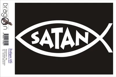 Produktbild von Aufkleber / Autoaufkleber - JDM / Die cut / Auto / OEM - Satan Fisch - 160x60 mm gelb - Heckscheibe / Heckscheibenaufkleber