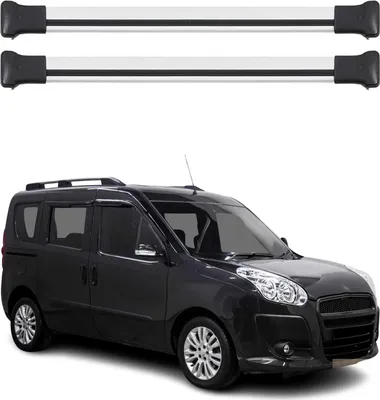Image de Barres de toit transversales pour Fiat Doblo 2010-2021 Aluminium Gris