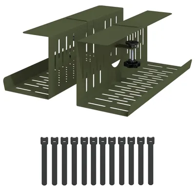 Productafbeelding van vidaXL Kabelorganizer voor onder het bureau, 2 stuks, olijgroen
