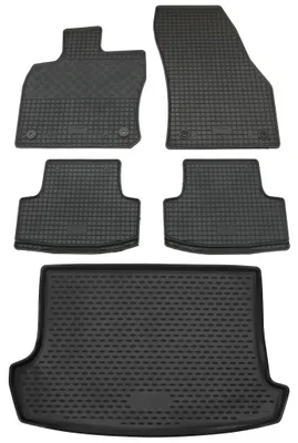 Produktbild von Gummi Kofferraumwanne + Fußmatten Set für VW T-Roc, Bj. 2017-