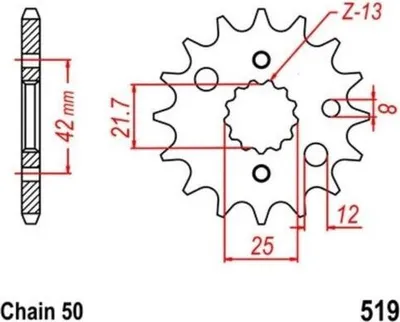 Produktbild von Ritzel 15Z Teilung 50 für CAGIVA KAWASAKI SUZUKI YAMAHA #13144-1164