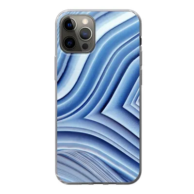 Produktbild von MuchoWow® Handyhülle Schutzhülle Hülle für iPhone 12 Pro Natursteine - Muster - Blau Silikon Softcase Handy Hülle - Abdeckung