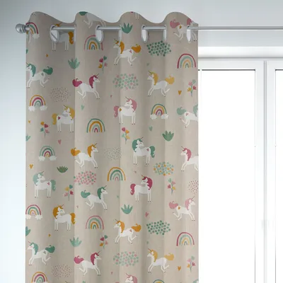 Produktbild von SCHÖNER LEBEN. Vorhang Einhörner Regenbogen natur bunt 245cm Aufhängung Ösen