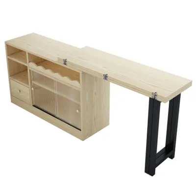 Produktbild von Ausziehbarer Klapp-Esstisch mit Stauraum,Sideboard beweglicher Esstisch,Klapp-Esstisch,Esstisch mit großem Stauraum, 360° drehbar