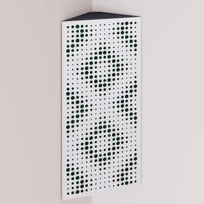 Produktbild von 2er-Pack – Schmale akustische Eck-Bassfalle mit Samtstoff | 50x23x10 cm |Reflexion - Schalldämmung | [REBAT - Weiß |Grün]
