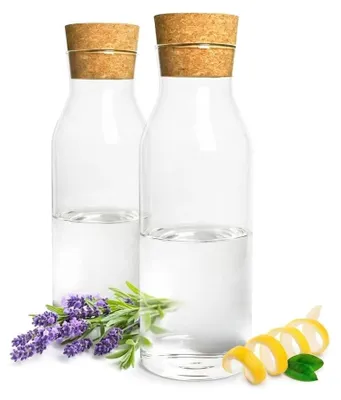 Imagen del producto de Jarra de vidrio de 1 litro, con tapa de corcho, fabricada en vidrio de borosilicato