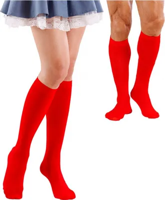 Produktbild von Rote Uni Kniestrümpfe als Kostüm-Accessoires für Marienkäfer & Teufel Verkleidungen