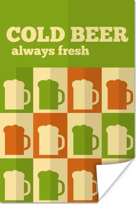 Produktbild von MuchoWow® Poster Bier - Gläser - Vintage - Kaltes Bier - Altes Werbeplakat 20x30 cm - Papierdruck