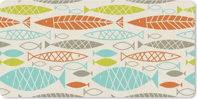 Produktbild von MuchoWow® Mauspad Mousepad Fisch - 50er Jahre - Muster 60x30 cm - Mousepads - Maus Mat - Pad - Mausunterlage - Nachhaltig