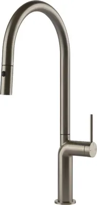 A studio shot of a kitchen faucet.