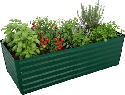 Zdjęcie produktu dla Podwyższona grządka RelaxRelaxdays, metal ocynkowany, kwiaty, rośliny i warzywa, wys. x szer. x gł.: 60 x 200 x 100 cm, prostokątna grządka, kolor zielony