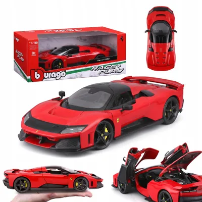 Produktbild von Bburago Ferrari F80 rot 1:18 Modellauto Hybrid Hypercar Sammlermodell Metall