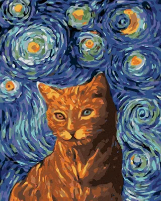 Obrázek produktu pro Zuty - Malování podle čísel - KOČKA JAKO OD GOGHA, 40x50 cm, bez rámu a bez vypnutí plátna