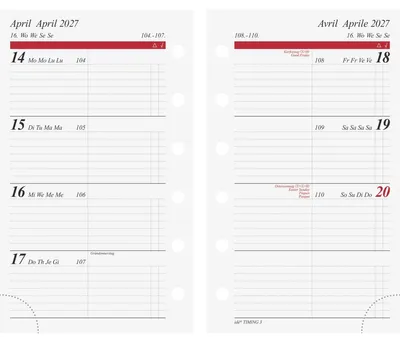Produktbild von Wochenkalendarium 1 Woche/2 Seiten 7,6x12,7cm 2027 Packung mit 3 Stück