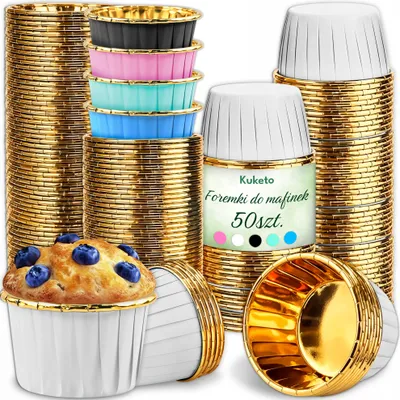 Zdjęcie produktu dla Kuketo | Papilotki na muffinki 5 cm - 50 sztuk w kolorowej mieszance - formy do pieczenia muffinów, babeczek i deserów