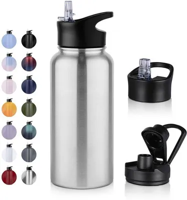 Produktbild von Isolerende Thermosfles - 1L - BPA-frei - mit Grasfutter, lecker, für Säurehaltige Getränke - ideal für Sport, Reisen, Camping, Schule, Fahrrad, Fitnessstudio