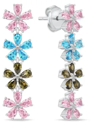 Immagine prodotto di Orecchini in argento con zirconi colorati a forma di fiore EA1033WRBW