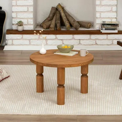 Image de Victorine - Table basse, 60x60x40h cm Chêne Marron, Forme Ronde