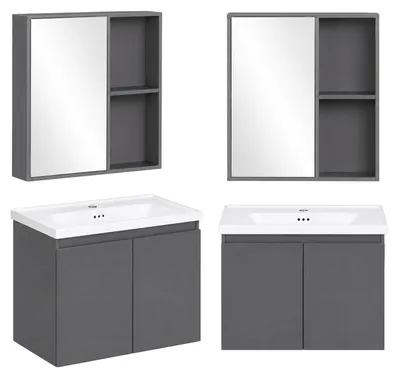 Obrázek produktu pro Závěsná koupelnová skříňka s umyvadlem + zrcadlo sada nábytku ModernHome